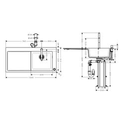 hansgrohe Select 200 Spülencombi 450 mit Abtropffläche C51-F450-08 chrom... HANSGROHE-43219000 4059625100486 (Abb. 1)