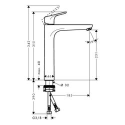 hansgrohe Focus Einhebel-Waschtischmischer 230mm 5l/min ohne Garnitur, Chrom... HANSGROHE-31532000 4011097795218 (Abb. 1)