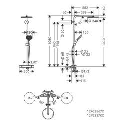 hansgrohe Raindance Select S Showerpipe 240mm 1jet 16l/min PowderRain Bronze gebürs... HANSGROHE-27633140 4059625230978 (Abb. 1)