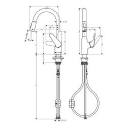 hansgrohe Focus M42 Einhebel-Küchenmischer 180mm 8l/min 2jet, Chrom, Ausziehbrause... HANSGROHE-71801000 4059625085103 (Abb. 1)
