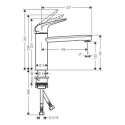 hansgrohe Focus M42 Einhebel-Küchenmischer 120mm, CoolStart, EcoSelection 12l/min, ... HANSGROHE-71805000 4059625085042 (Abb. 1)