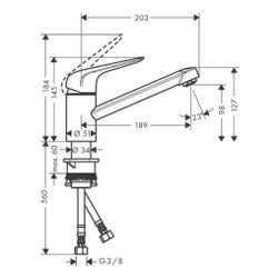 hansgrohe Focus M42 Einhebel-Küchenmischer 100mm 12l/min 1jet, Chrom... HANSGROHE-71808000 4059625085004 (Abb. 1)
