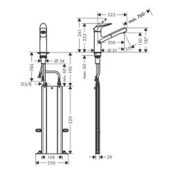 hansgrohe Focus M42 Einhebel-Küchenmischer 150mm 8l/min Ausziehauslauf, 1jet, sBox,... HANSGROHE-71829000 4059625098417 (Abb. 1)