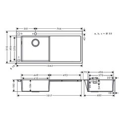 hansgrohe Einbauspüle S71 S716-F450450 mit Abtropffläche rechts, Edelstahl... HANSGROHE-43331800 4059625177792 (Abb. 1)