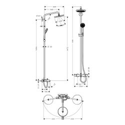 hansgrohe Croma Showerpipe 220mm 1jet 22l/min mit Wannenthermostat, Chrom... HANSGROHE-27223000 4011097690162 (Abb. 1)