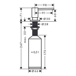 hansgrohe A41 Spülmittelspender/Lotionspender, Edelstahl Finish... HANSGROHE-40438800 4059625131596 (Abb. 1)