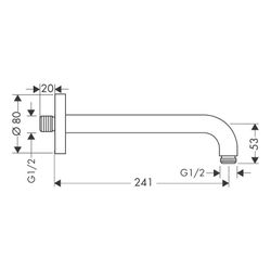 hansgrohe Brausearm DN15 233mm Ausladung 90° Nickel poliert ohne Kugelgelenk... HANSGROHE-27409820 4011097511795 (Abb. 1)