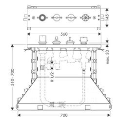 Hansgrohe AXOR Grundkörper für 4-Loch Fliesenrandarmatur, Thermostat, DN 15, 1,10m ... HANSGROHE-15483180 4059625077580 (Abb. 1)