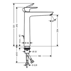 Hansgrohe Talis E Einhebel-Waschtischmischer 240mm, mit Zugstangen-Ablaufgarnitur, ... HANSGROHE-71797140 4059625807736 (Abb. 1)