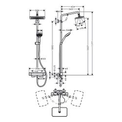 hansgrohe Croma E Showerpipe 280mm 1jet 15l/min mit Thermostat Ecostat E, Chrom... HANSGROHE-27630000 4059625196052 (Abb. 1)