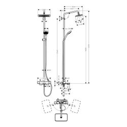 hansgrohe Croma E Showerpipe 280mm 1jet 20,3l/min mit Wannenthermostat, Chrom... HANSGROHE-27687000 4059625196038 (Abb. 1)