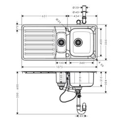 hansgrohe Einbauspüle 340x150 mit Abtropffläche S4113-F540... HANSGROHE-43339800 4059625217467 (Abb. 1)