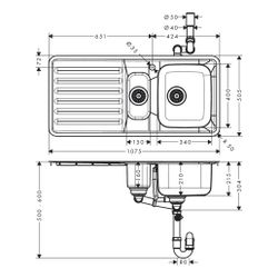 hansgrohe Einbauspüle 340x150 mit Abtropffläche S4111-F540... HANSGROHE-43342800 4059625217436 (Abb. 1)