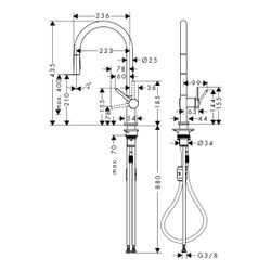 hansgrohe Talis M54, Einhebel-Küchenmischer 210mm 5l/min Mattschwarz, 2jet EcoSmart... HANSGROHE-72842670 4059625269695 (Abb. 1)