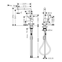 hansgrohe Talis M54, Einhebel-Küchenmischer 270mm 8l/min Schwarz/Chrom gebürstet, 1... HANSGROHE-72808340 4059625405017 (Abb. 1)
