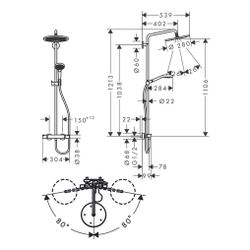 hansgrohe Croma Select S Showerpipe 280mm 1jet 15l/min Mattweiß mit Thermostat, Han... HANSGROHE-26890700 4059625265949 (Abb. 1)