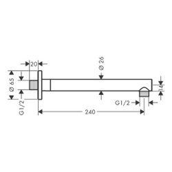 hansgrohe Brausearm Vernis Blend DN 15 240mm, Ausladung 90 Grad, Chrom... HANSGROHE-27809000 4059625316306 (Abb. 1)