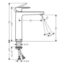 hansgrohe Vernis Blend Einhebel-Waschtischmischer 190mm 5l/min Chrom ohne Garnitur... HANSGROHE-71582000 4059625316139 (Abb. 1)