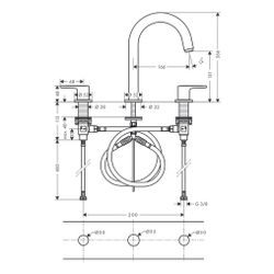 hansgrohe Vernis Blend 3-Loch Waschtischarmatur mit Zugstangen-Garnitur, Chrom... HANSGROHE-71553000 4059625325407 (Abb. 1)