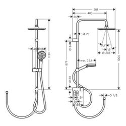 hansgrohe Vernis Blend Showerpipe 200mm 1jet 6,8l/min EcoSmart Reno, Chrom... HANSGROHE-26099000 4059625314777 (Abb. 1)