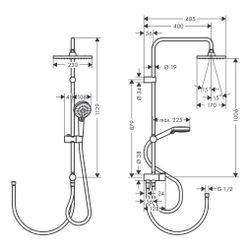 hansgrohe Vernis Shape Showerpipe 230mm 1jet 6,8l/min EcoSmart Reno, Mattschwarz... HANSGROHE-26289670 4059625339008 (Abb. 1)