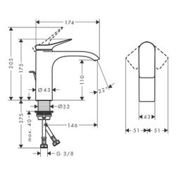 hansgrohe Vivenis Einhebel-Waschtischmischer 110mm 5l/min Chrom mit Zugstangen-Garn... HANSGROHE-75020000 4059625334980 (Abb. 1)