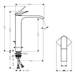 hansgrohe Vivenis Einhebel-Waschtischmischer 250mm 5l/min Mattschwarz für Aufsatzwa... HANSGROHE-75040670 4059625335567 (Abb. 1)