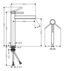 hansgrohe Finoris Waschtischmischer 260mm 5l/min Highriser mit Push-Open Garnitur, ... HANSGROHE-76070670 4059625334362 (Abb. 1)