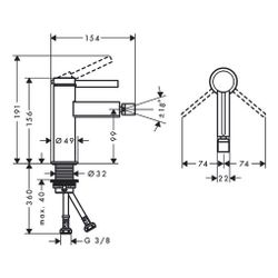 hansgrohe Finoris Einhebel-Bidetmischer 7,5l/min mit Push-Open Garnitur, Mattschwar... HANSGROHE-76200670 4059625336816 (Abb. 1)