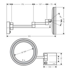 hansgrohe AddStoris Rasierspiegel mit LED Leuchte, Mattschwarz... HANSGROHE-41790670 4059625321935 (Abb. 1)