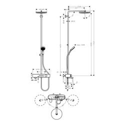 hansgrohe Pulsify S Showerpipe 260mm 1jet 21,8l/min Chrom mit Wannenthermostat Show... HANSGROHE-24230000 4059625358306 (Abb. 1)