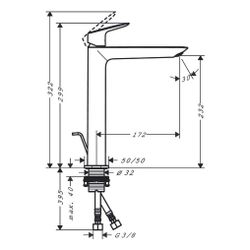 hansgrohe Logis Einhebel-Waschtischmischer 240mm 5l/min Fine, Mattschwarz für Aufsa... HANSGROHE-71257670 4059625462195 (Abb. 1)