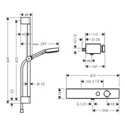 hansgrohe Pulsify Select S Brausesystem 105mm 3jet Relaxation, ShowerTablet 400, Br... HANSGROHE-24260000 4059625368268 (Abb. 1)