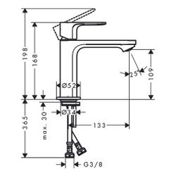 Hansgrohe Rebris S Einhebel-Waschtischmischer 110mm, CoolStart ohne Ablaufgarnitur,... HANSGROHE-72143000 4059625805909 (Abb. 1)