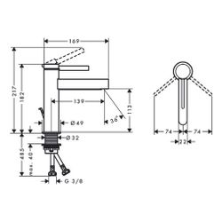 hansgrohe Finoris Waschtischmischer 110mm 5l/min mit Zugstangen-Garnitur, Mattschwa... HANSGROHE-76020670 4059625334423 (Abb. 1)