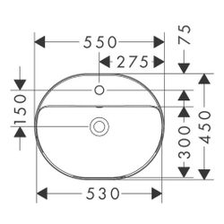 hansgrohe Xuniva U Einbauwaschtisch 550x400mm mit Hahnloch und Überlauf, SmartClean... HANSGROHE-61064450 4059625475539 (Abb. 1)