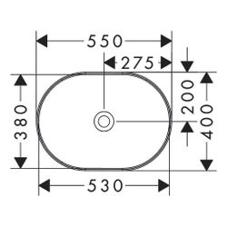 hansgrohe Xuniva U Aufsatzwaschtisch 550x400mm ohne Hahnloch und Überlauf, SmartCle... HANSGROHE-61073450 4059625475676 (Abb. 1)