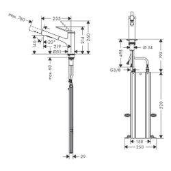 Hansgrohe Zesis M33 Einhebel-Küchenmischer 150mm, 8,2l/min, Metall Ausziehbrause, 2... HANSGROHE-74821800 4059625464731 (Abb. 1)