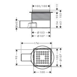 hansgrohe RainDrain Point Komplettset Punktablauf 100x100mm, Edelstahl gebürstet, A... HANSGROHE-56246800 4059625429686 (Abb. 1)