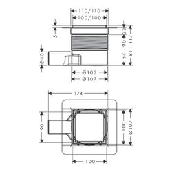 hansgrohe RainDrain Brilliance Komplettset, Mattschwarz Punktablauf 100x100mm, rück... HANSGROHE-56250670 4059625429624 (Abb. 1)