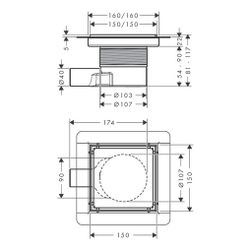 hansgrohe RainDrain Brilliance Komplettset Edelstahl gebürstet Punktablauf 150x150m... HANSGROHE-56251800 4059625429594 (Abb. 1)