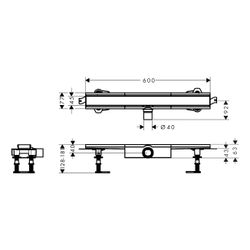 Hansgrohe RainDrain Compact Komplettset Duschrinne 600mm, für flache Installation, ... HANSGROHE-56162800 4059625430033 (Abb. 1)