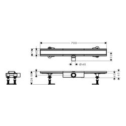 Hansgrohe RainDrain Compact Komplettset Duschrinne 700mm, für flache Installation, ... HANSGROHE-56164800 4059625430019 (Abb. 1)
