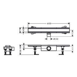 Hansgrohe RainDrain Compact Komplettset Duschrinne 600mm, für Standardinstallation,... HANSGROHE-56174800 4059625429914 (Abb. 1)