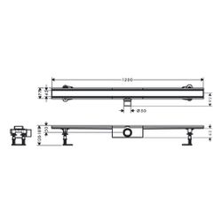 Hansgrohe RainDrain Compact Komplettset Duschrinne 1200mm, für Standardinstallation... HANSGROHE-56184800 4059625429815 (Abb. 1)