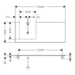 Hansgrohe Xelu Q Konsole 1360x550mm, Ausschnitt links für Aufsatzwaschtisch geschli... HANSGROHE-54097910 4059625457382 (Abb. 1)