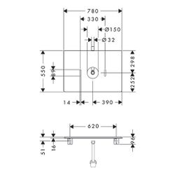 Hansgrohe Xelu Q Konsole 780x550mm, Ausschnitt mittig für Aufsatzwaschtisch ohne Ha... HANSGROHE-54113630 4059625457511 (Abb. 1)