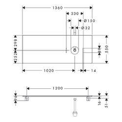 Hansgrohe Xelu Q Konsole 1360x550mm, Ausschnitt rechts für Aufsatzwaschtisch ohne H... HANSGROHE-54117910 4059625457740 (Abb. 1)