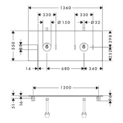 Hansgrohe Xelu Q Konsole 1360x550mm, 2 Ausschnitte für Aufsatzwaschtisch ohne Hahnl... HANSGROHE-54118910 4059625457702 (Abb. 1)