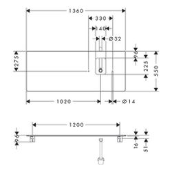 Hansgrohe Xelu Q Konsole 1360x550mm, Ausschnitt rechts für Aufsatzwaschtisch, Hahnl... HANSGROHE-54124910 4059625457863 (Abb. 1)